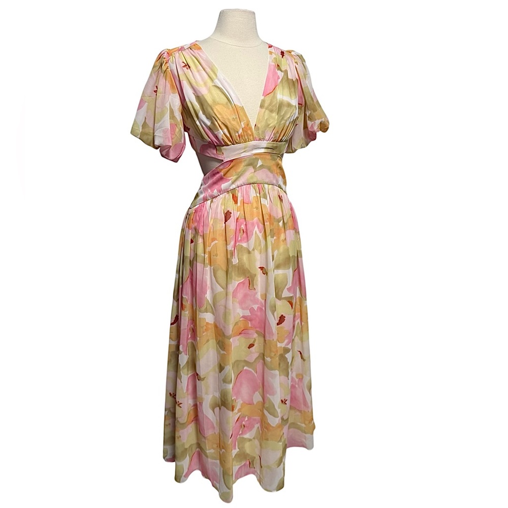 All About Mary Sweet Darling Floral Cut Out V Neck Maxi Dress Small/US 4 NWOT